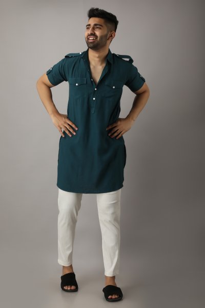 Men's Green Pathani Kurta